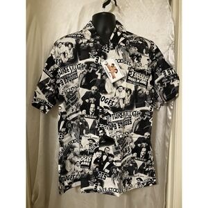 VTG‎ NOS Max Boxxer Three Stooges All Over Print Button-Up Shirt L USA NWT Aloha